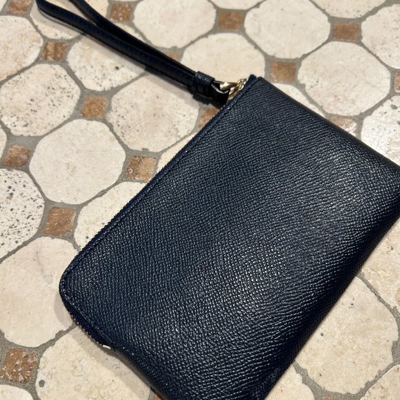 COACH Navy and Gold Leather Wristlet - Picture 3 of 4